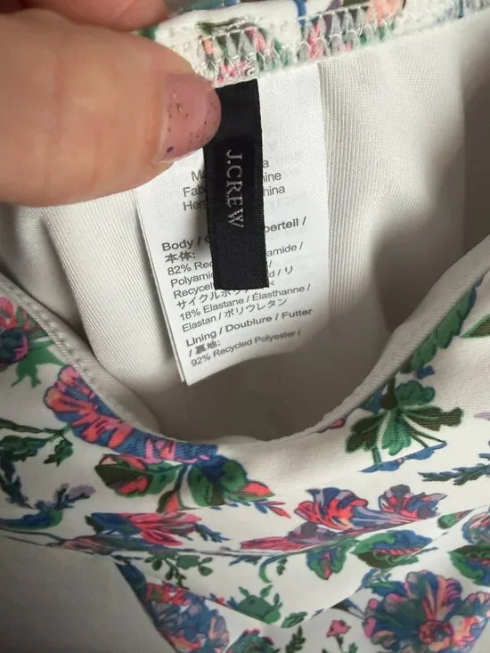 J Crew Size 2 One Piece Swimsuit Eco Rounded English Garden Floral Beach Vacay - Picture 6 of 8